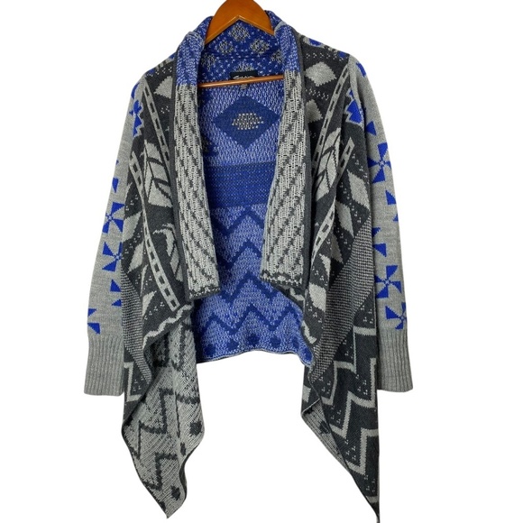 Seductions Sweaters - SEDUCTIONS Open Sweater/Cardigan, Waterfall Front AZTEC Size XS/S